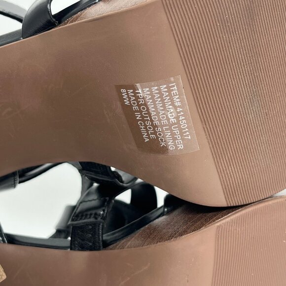 New Torrid Black Faux Leather Gladiator with Brown Chunky Heel - Size 8WW - Picture 11 of 11